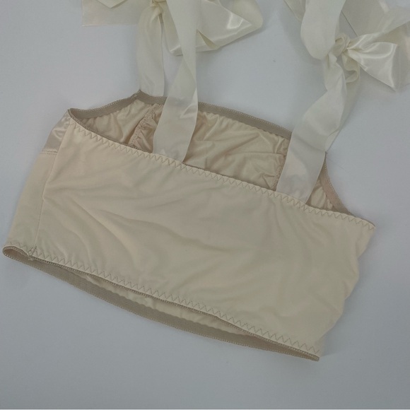 Cream / Champagne Satin Tie Shoulder Balletcore Crop Top / Bralette - Picture 9 of 9